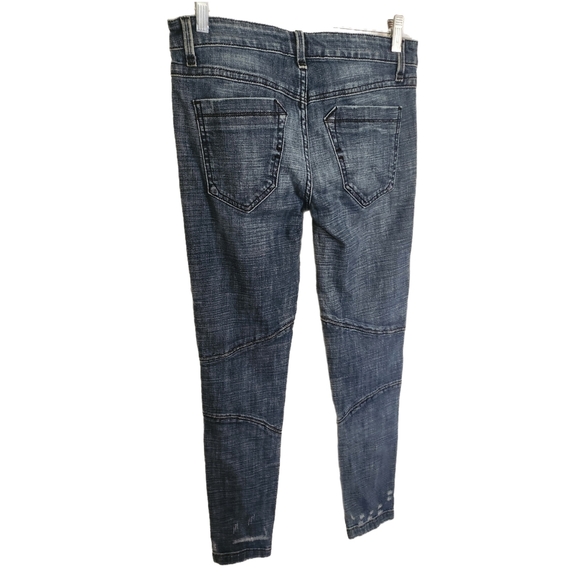 BEBE PREMIUM DENIM DISTRESSED FULL SIDE ZIPPERED DESIGNER JEANS  SIZE 28 - Picture 3 of 3